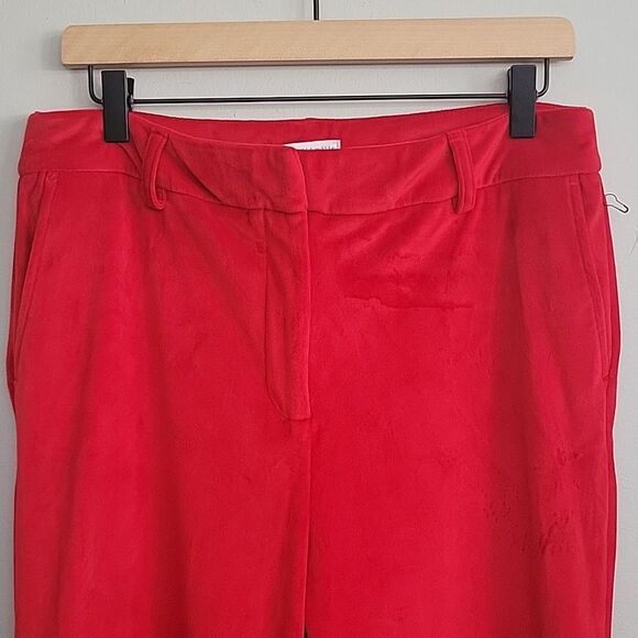 Maison d' Amelie Red Pants Woman size 8 Soft velour like Trouser NWOT - Picture 2 of 15